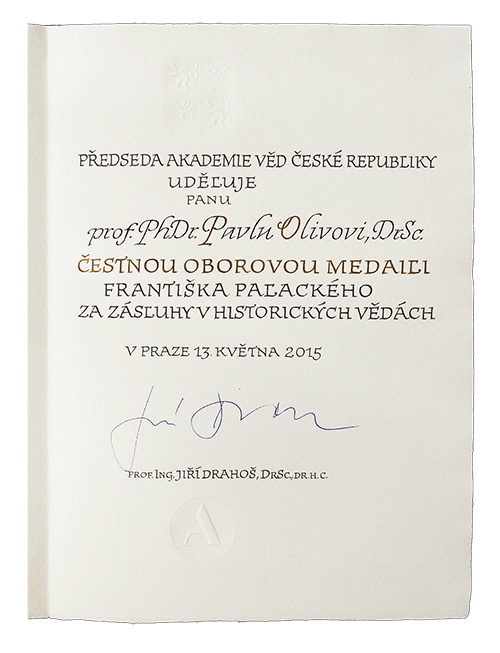 Čestná oborová medaile Františka Palackého, 2015
